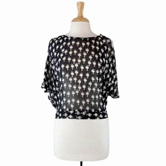 Anthropologie Meadow Rue birds top tie back sheer Small - Picture 1 of 3